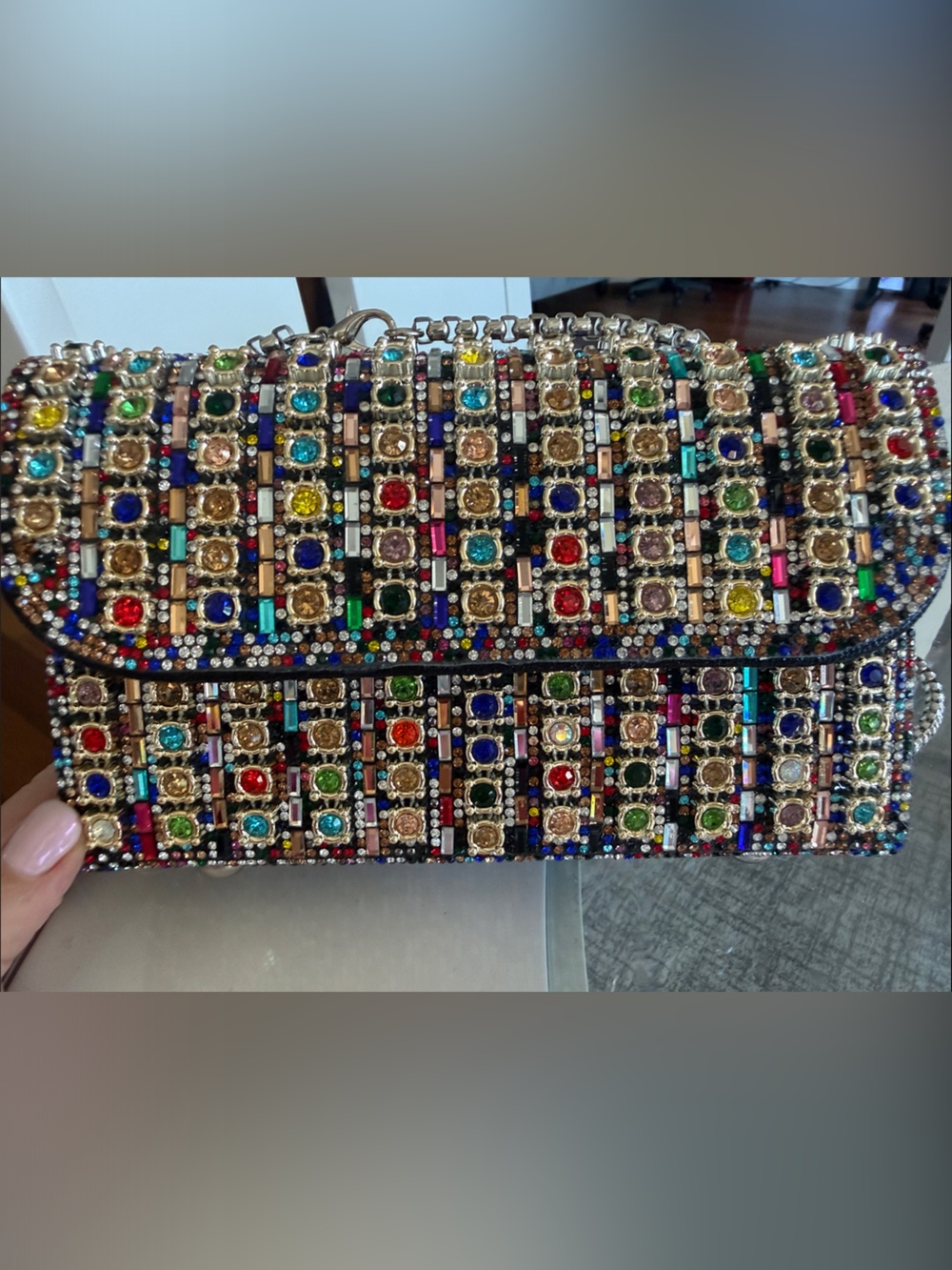 Multicolor Crystal Embellished Evening Clutch (Brand New - No tag)